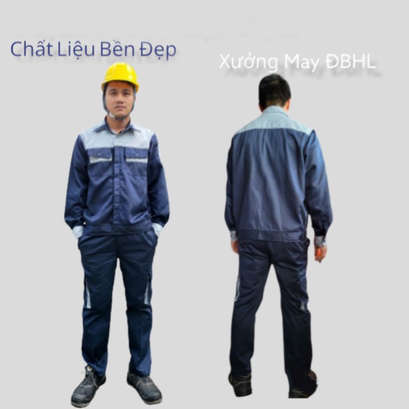 Quần Áo Bảo Hộ Lao Động Màu Ghi Phối Xanh thương hiệu Misa chất kaki MISA16